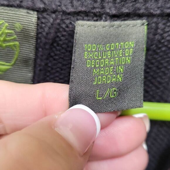 Timberland Sweater Men Large Black Ribbed 1/4 Zip Raglan Sleeve Oversized Baggy - Picture 7 of 8